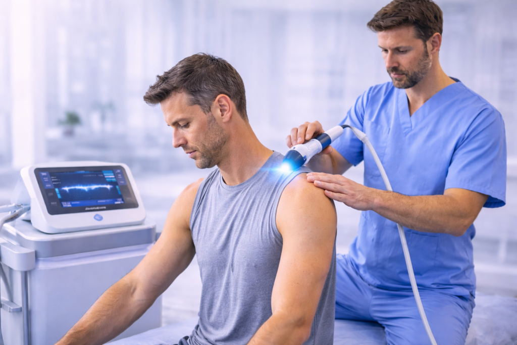 Therapy for Musculoskeletal Pain using GainsWave Omniwave acoustic wave technology to treat shoulder tissue